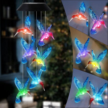 Hummingbird Solar Wind Chimes 25 inch Blue