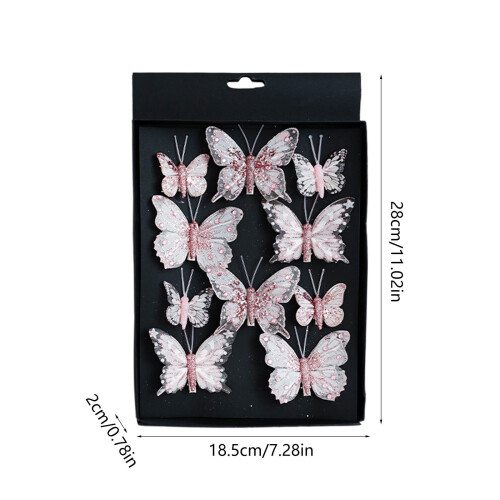 Christmas Ornaments Glitter Hollow Design 10 Pack Pink 2