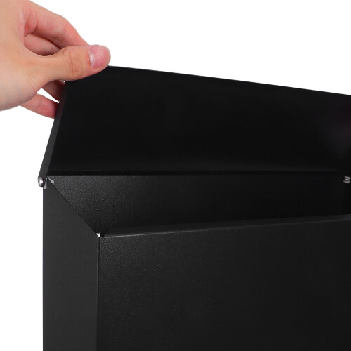 Stainless Steel Wall-Mounted Mailbox Black Weather Resistant 2