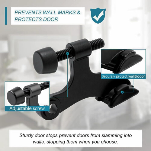 Hinge Pin Door Stopper Black Adjustable Heavy Duty 4 Pack 1