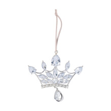 Silver Metal Crown Ornament with Rhinestone, 1 Piece