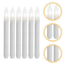 White LED Taper Candles Wax Flameless Lights 6-Pack