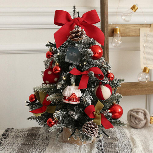 Miniature Pre-lit Christmas Tree 17.7 Inch Pine Tabletop 1