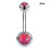 Opal Stone Stainless Steel Belly Button Ring - Red, 1 Pc 1