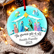 Sea Glass Nativity Ornament Coastal Christmas Decor 4 Pieces