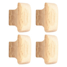 Wooden Cabinet Knobs Square Gold Handles 4-Pack