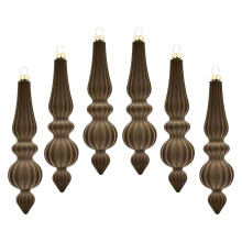 Brown Velvet Christmas Ornament Ball with Finial Drop