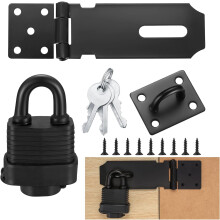 Padlock Hasp Kit Black Deadbolt Lock with Screws