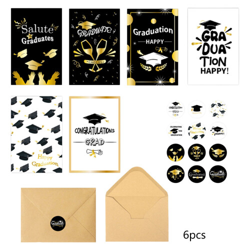 Graduation Cards with Envelopes and Stickers 5-Pack 1
