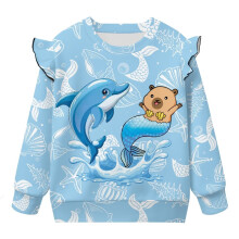 Capybara Shark Sweatshirt for Girls 7-8 Years Soft