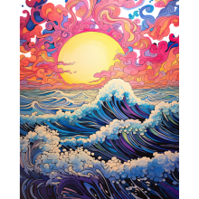 Malowanie po Numerach DIY Rękodzieło Farby Akrylowe Morze Fale 40 x 50 cm