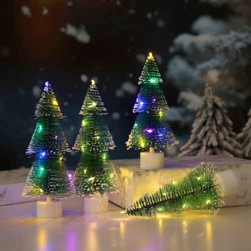 Christmas Tree Ornament White Pine Needles Colorful Night 1