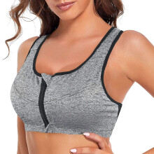 Damski Biustonosz Sportowy do Jogi Fitness Przednie Zapięcie Szary 5XL
