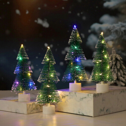 Christmas Tree Ornament White Pine Needles Colorful Night 2