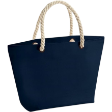 Travel Bag Beach Shopping Cotton Navy Blue 22 L — canvas tote bag, large shoulder bag, zippered summer tote