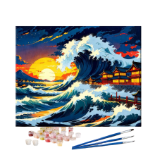 Malowanie po Numerach DIY Rękodzieło Farby Akrylowe Fala Japonia 40 x 50 cm