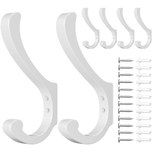 Wieszak Ścienny Haczyk na Ubrania Stal Wytrzymały Biały 6 szt 13.8 cm