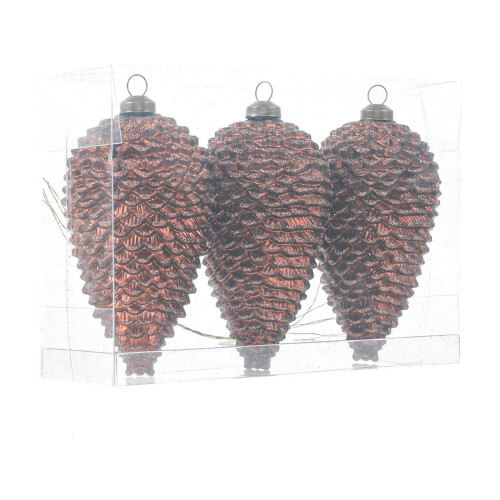 Pine Cone Ornaments Rustic Plastic 3-Pack Brown 7.1x5.1x2.5 1