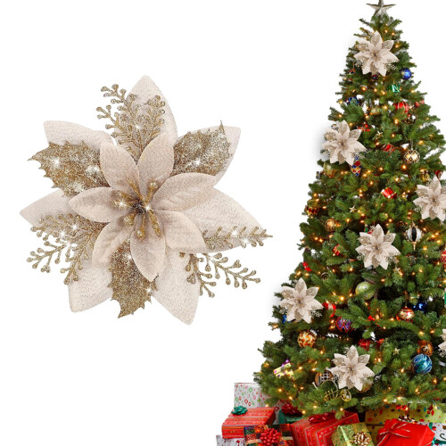 Glitter Artificial Poinsettia Flower 1 PC 2