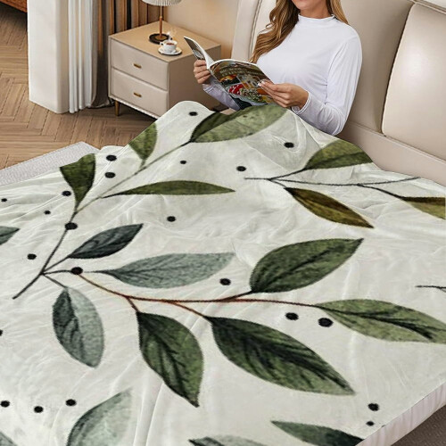 Green Leaf Flannel Blanket 60x80 in Soft Warm Durable 1