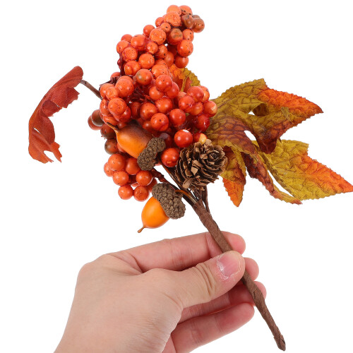 Artificial Pine Cone Berry Floral Pick with Maple Leaves 2