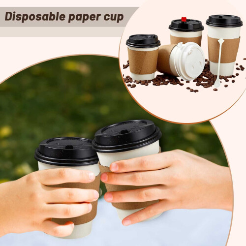 10 oz Disposable Paper Cups with Lids 50 pcs 1