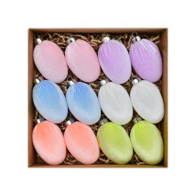 Colorful Flocked Easter Eggs and Bunny Ornaments Pink