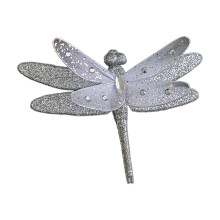 Glitter Dragonfly Christmas Ornament Clip Silver 1pc