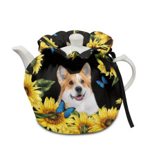 Sunflower Corgi Tea Pot Cozy Insulated Washable 1 Piece