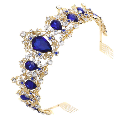 Unbranded Blue Rhinestone Crown with Comb