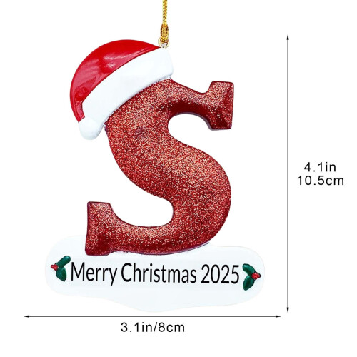 Christmas Letter Ornament Personalized Initial White 2