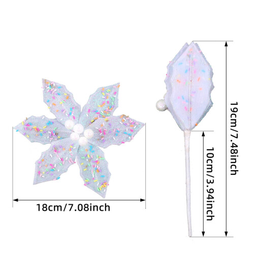 White Artificial Poinsettia Ornament Set for Christmas Tree 2