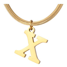 Gold Monogram Initial Pendant Choker Titanium Steel