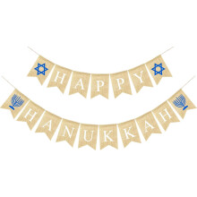 Hanukkah Banner and Garland Decor for Fireplace Mantle