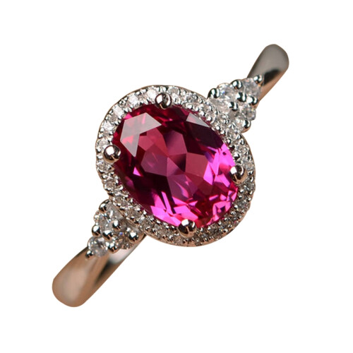 Women's Oval Cubic Zirconia Ring Red US Size 7