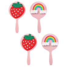 Small Cartoon Handheld Makeup Mirror Plastic Glass 4 Pieces