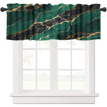 Marble Valance Curtains Green Veins Jade Gold Foil 54x18in