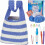 Blue and White Striped Crochet Tote Kit 1