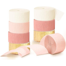 Pink Gold Crepe Paper Streamers 8 Rolls 1.77 in x 82 ft