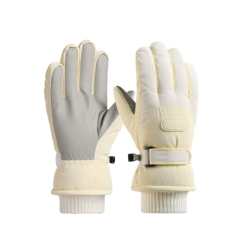 Winter Waterproof Ski Gloves Touchscreen Beige 1