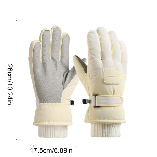 Winter Waterproof Ski Gloves Touchscreen Beige 2