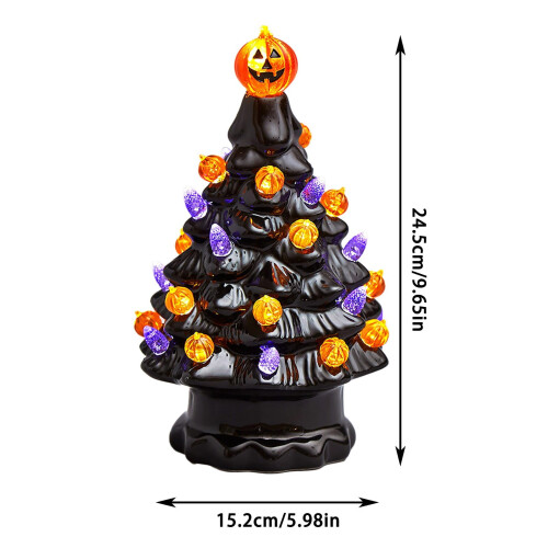 Ceramic Halloween Desktop Ornament LED Black Tree 1