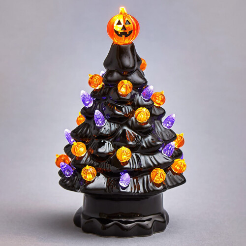 Ceramic Halloween Desktop Ornament LED Black Tree 2