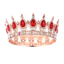 Rhinestone Bridal Headpiece for Women Full Round Red