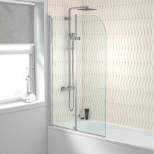 Hinged 900 x 1400mm Bathtub Screen, 6mm Tempered Glass - Aluminium