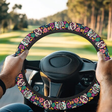 Skull Flower Steering Wheel Cover Universal Fit
