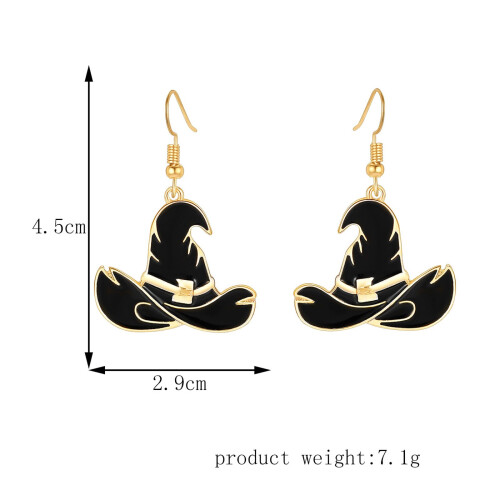Ghost Stud Earrings Black Gold Animal Shape 1 Pair 2