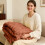 Fuzzy Ribbed Throw Blanket Coffee 78.7x59 Inch 2