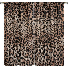 Leopard Print Curtains Brown 42x84 Inch Rod Pocket 2 Panels