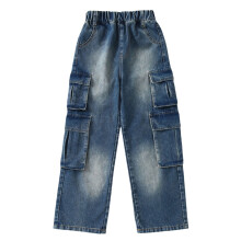 Women's Relaxed Fit Wide Leg Cargo Trousers Elastic Waist
